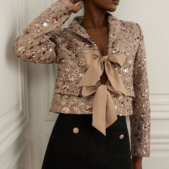 Multicolor Party Women's Tweed Short Jacket - Picture 5 of 6